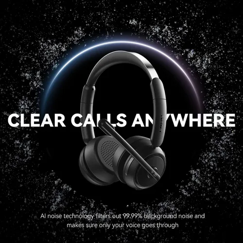 Vista 2 de LEVN Auriculares inalámbricos con micrófono para trabajo, auriculares Bluetooth con micrófono (cancelación de ruido), 65 horas de tiempo de trabajo