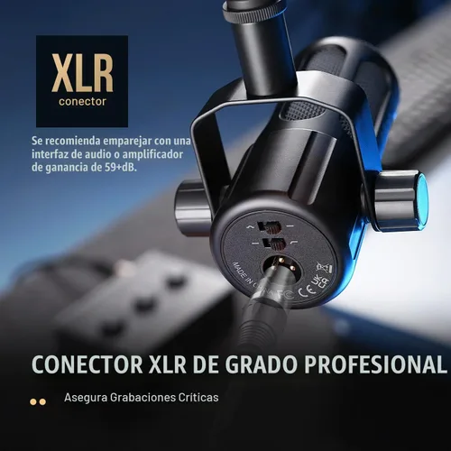 Vista 6 de FIFINE AmpliTank TANK1 XLR Micrófono dinámico para grabación vocal Podcast