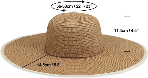 Vista 5 de Naivlizer Sombrero de sol de ala ancha para mujer, UPF50, sombrero de paja para verano, sombrero de playa flexible enrollable