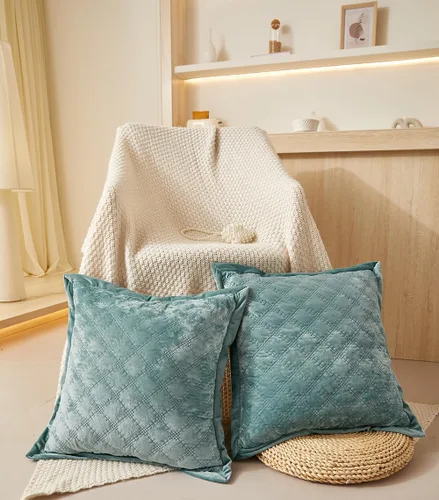 Vista 8 de Funda de Almohada Decorativa 18x18 1 Pieza Funda de Almohada Cuadrada de Terciopelo Suave Amigable con la Piel Proceso Cruzado Fundas de Cojín