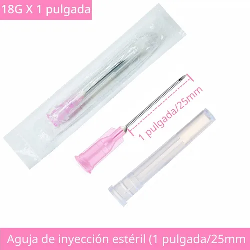 Vista 2 de Paquete de 100 unidades de aguja de inyección estéril desechable de 18 Ga, 1 pulgada, con tapa para accesorios de dispensación científica e
