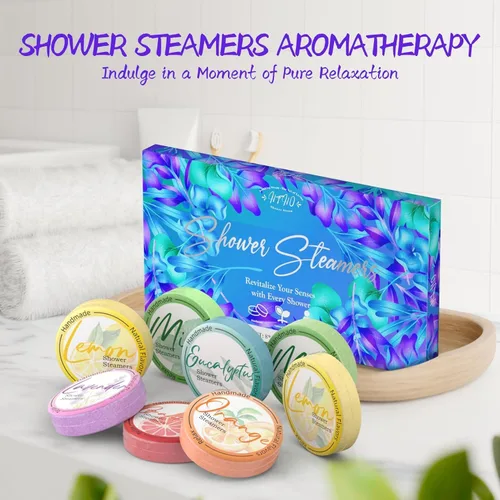 Vista 9 de Shower Steamers - Paquete de 8 bombas de ducha de aceites esenciales naturales para cuidado personal, regalos de cumpleaños de relajación