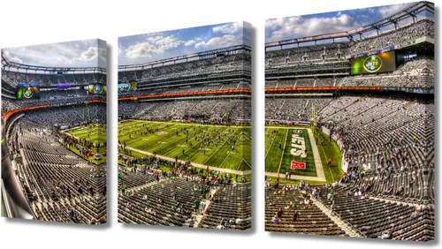 Vista 66 de TUMOVO MetLife Stadium - Decoración de pared de Nueva York, 3 piezas, lienzo, arte de pared para decoración del hogar, juegos de fútbol americano