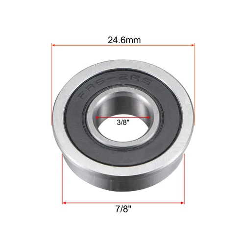 Vista 4 de uxcell FR6-2RS Rodamiento de bolas con brida 3/8 "x 7/8 "x 9/32" Rodamientos de bolas miniatura de acero cromado sellado 5pcs