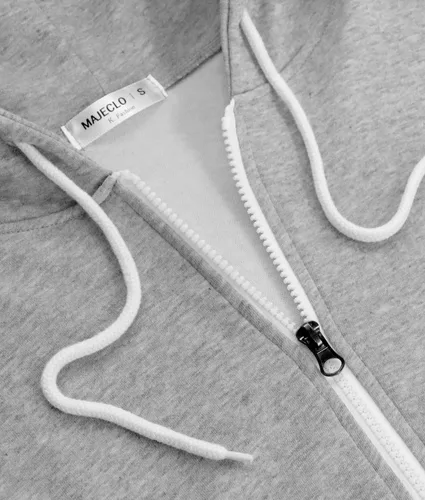 Vista 4 de MAJECLO - Sudadera con capucha para mujer, diseño de botón con bloque