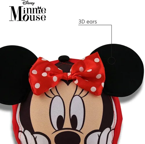 Vista 5 de Disney Gorra de béisbol con purpurina de Minnie Mouse para niña, sombrero de disfraz de Minnie Mouse con orejas 3D (2-7)