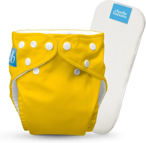 Vista 22 de Charlie Banana Pañales de tela, reutilizables, lavables, ajustables, talla única, para bebés y niños pequeños, con inserto absorbente, aviador