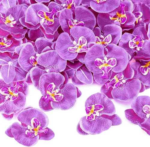 Vista 7 de 40 pétalos de orquídea, decoraciones artificiales, cabezas de orquídeas, flores, de seda sintética, Phalaenopsis, cabezas de flores de mariposa