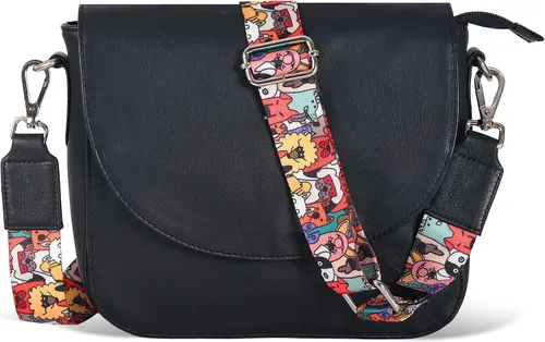 Vista 31 de Bolso bandolera de cuero genuino para mujer con correa ajustable, bolsillo para móvil y cremallera exterior e