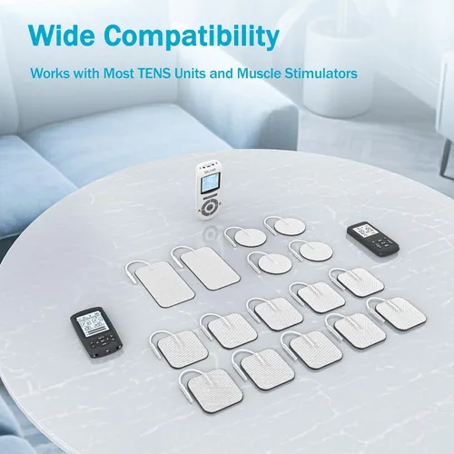Vista 8 de TENS Unit EMS - Almohadillas de repuesto para dispositivos, 20 almohadillas de electrodo reutilizables con rendimiento autoadhesivo y diseño