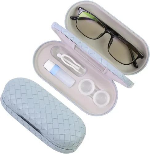 Vista 27 de Estuche 2 en 1 para Lentes de Contacto y Anteojos para Mujeres, Hombres y Niños, Estuche Duro Portátil de Doble Cara para Anteojos de Viaje