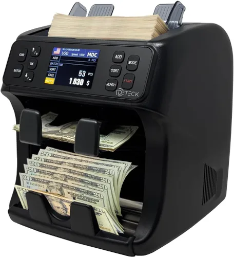 Vista 11 de DETECK DT500 Contador de Dinero de Denominación Mixta, Multidivisa, Contador de Billetes, Detección de Falsificaciones 2CIS/UV/IR/MG/MT, Contador