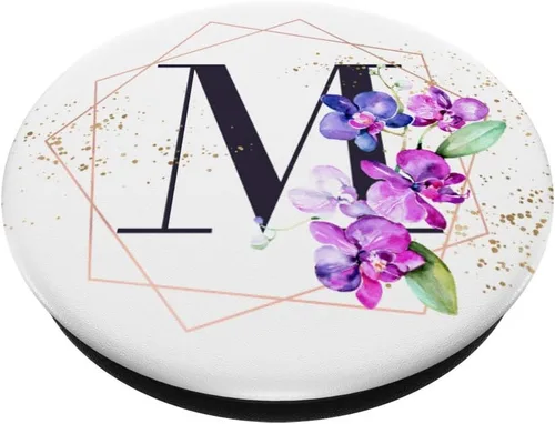 Vista 2 de Orchids Plants Flower - Soporte para teléfonos y tabletas, diseño de letra M, color blanco, Negro