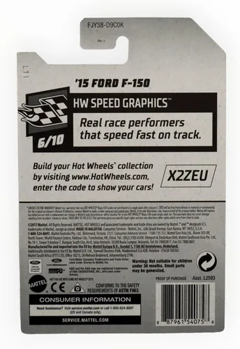 Vista 2 de Hot Wheels 2018 50 aniversario HW Speed Graphics '15 Ford F-150 203/365, blanco