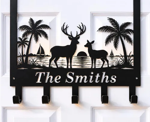 Vista 18 de Soporte personalizado para llaves de pared, ganchos de pared con nombre de familia, organizador de llaves de metal, decoración para colgar llaves