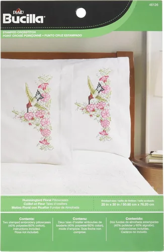 Vista 5 de Bucilla Par de fundas para almohada bordadas, 20 x 30 pulgadas, 45076 Mariposas en vuelo