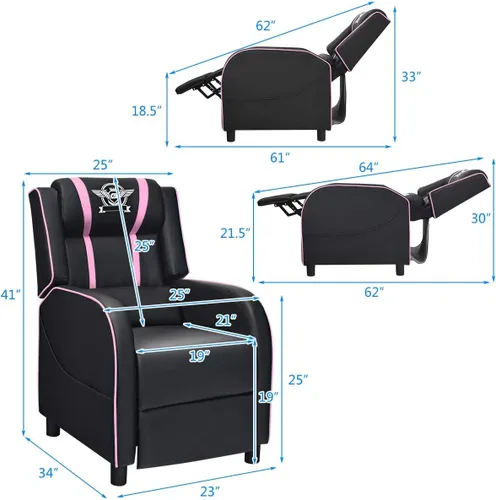 Vista 3 de DORTALA Silla de masaje para adultos, sofá reclinable ajustable con reposapiés y función de masaje, reclinable ajustable para sala de estar, asiento
