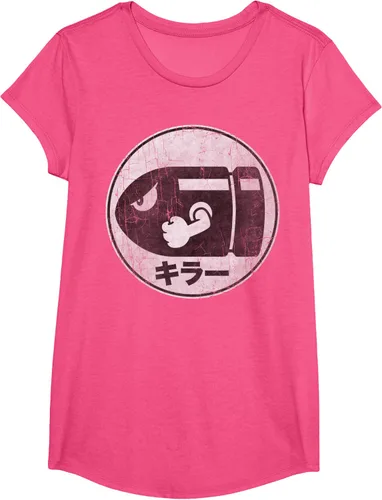 Vista 13 de Super Mario Camiseta con logotipo de Bullet Bill Distressed en Kanji
