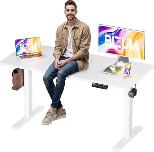 Vista 17 de BIZUM - Escritorio de pie eléctrico de 40x24 pulgadas con ajuste de altura y configuraciones de memoria, escritorio ergonómico para sentarse o estar