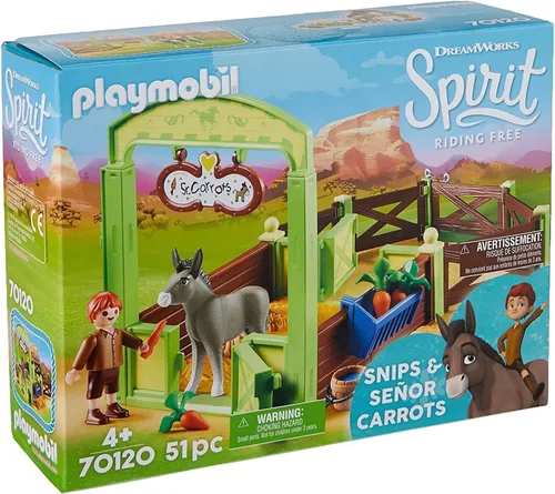 Vista 2 de Playmobil Tijeras de espíritu y zanahorias señor DreamWorks con puesto de caballo