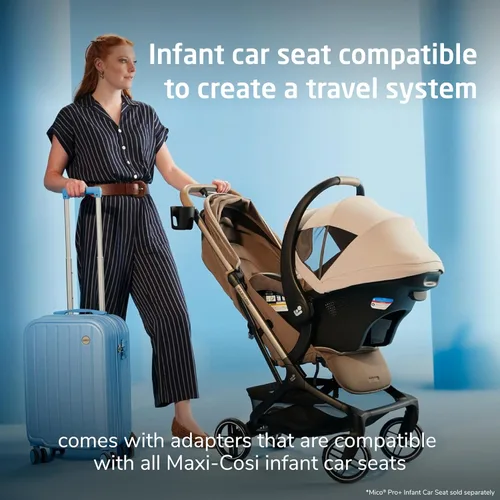 Vista 3 de Maxi-Cosi Oxford Cabin - Cochecito de viaje ligero para vuelos de avión, cochecito portátil para viajes familiares, sombra de mar