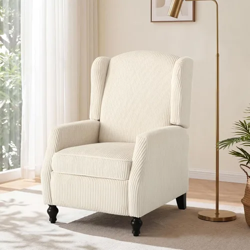 Vista 24 de Silla Wingback con masaje y calor, silla reclinable de tela copetuda, silla reclinable con respaldo de ala con control remoto, cojín acolchado