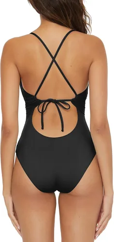 Vista 2 de BECCA Traje de baño de una pieza con código de color estándar para mujer, cuello profundo, trajes de baño