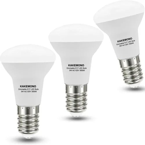 Vista 6 de KAKEMONO Bombilla LED R14 regulable E17 de base intermedia mini reflector de 3 W (equivalente halógeno de 30 W) para luz de escritorio de lectura
