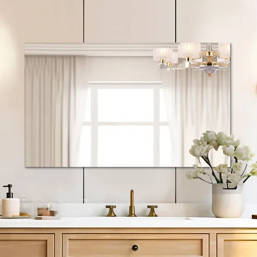 Vista 17 de Espejo Grande de 72" x 36", Espejo de Baño Rectangular Moderno con Borde Pulido Sin Marco, se Cuelga Horizontal o Verticalmente. Espejos de Baño