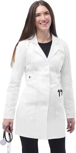 Vista 5 de Adar - Abrigo de laboratorio elástico universal para mujer, 36 pulgadas, cintura con pestañas