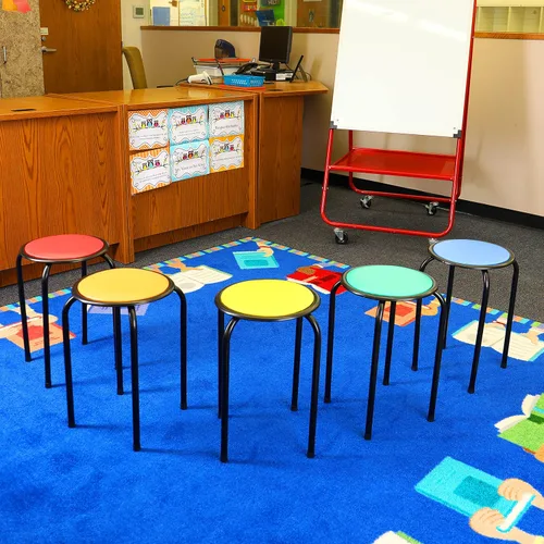Vista 4 de Pearington Taburete acolchado multiusos para aula y hogar para niños, multicolor