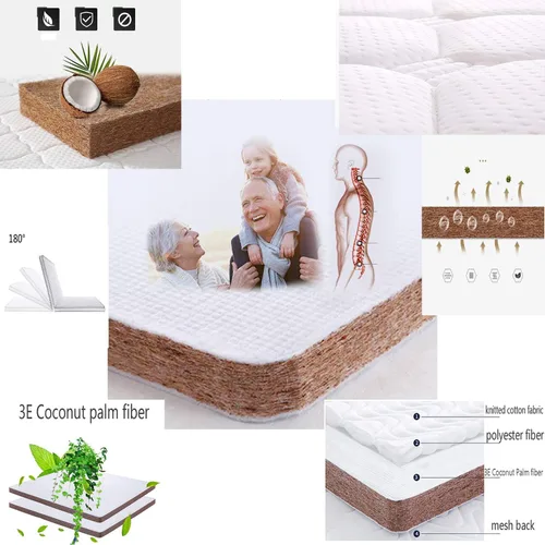 Vista 6 de 3e - Colchón ortopédico de látex natural con palma de coco, tapete grueso para suelo de tatami, sensación firme, plegable, portátil, cama