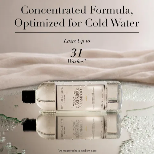 Vista 6 de The Laundress Champú de lana y cachemira, 31 lavados, detergente líquido concentrado para lavandería, aroma a cedro, delicado lavado en frío a mano