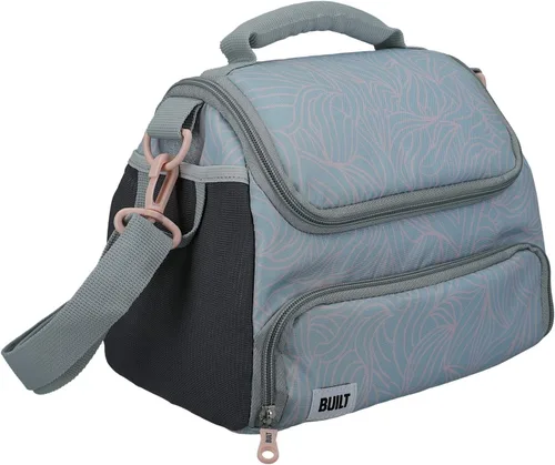 Vista 2 de BUILT Lonchera térmica con diseño "The Mindful", poliéster, gris/rosa pálido, 7.3 x 10.6 x 8.3 in