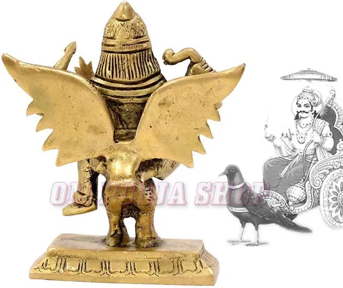 Vista 5 de Shani Dev Brass Idol Escultura hindú de Dios Shani