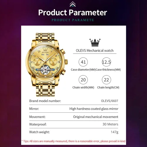 Vista 6 de OLEVS Relojes automáticos de cuerda automática para hombre, fecha y día, calendario, relojes de acero inoxidable, movimiento de esqueleto
