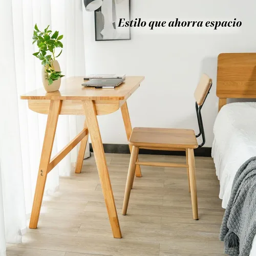 Vista 8 de Escritorio para computadora con cajones, escritorio de madera maciza, escritorios de oficina en casa modernos de mediados de siglo, mesa de estudio