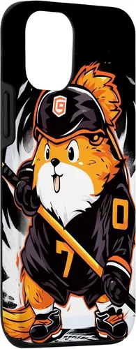 Vista 3 de iPhone 15 Guinea Pig Ice Hockey Player Hockey Stick Goalkeeper Case