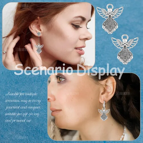 Vista 2 de AUEAR, Colgantes de plata antigua con dijes de ángel para hacer joyas de bricolaje, collar y pulsera