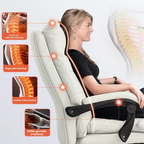 Vista 5 de Office Chair with Soft Cushion, High Backrest Gaming Chair, Executive Writing Chair with Footrest, Ergonomic Leather Computer Chair for Home Office