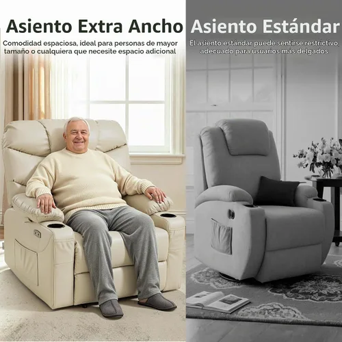 Vista 6 de MCombo Elevador eléctrico reclinable para ancianos, cuero R7289