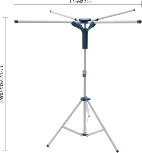 Vista 6 de Estante de secado de ropa plegable, estantes portátiles de ropa para interiores, percha de ropa portátil, soporte de trípode plegable independiente