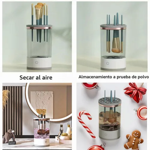 Vista 3 de Limpiador de brochas de maquillaje - Máquina eléctrica de limpieza de brochas de maquillaje, herramienta automática de limpieza y secado de brochas