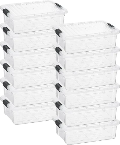 Vista 175 de Superio - Contenedores de almacenamiento de plástico transparente de 1.27 cuartos de galón con tapas, contenedores organizadores apilables, cajas