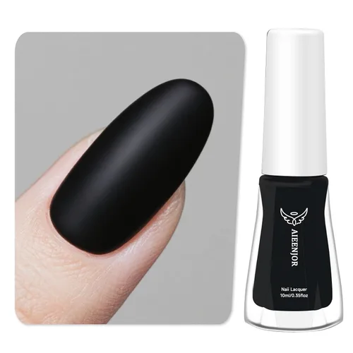 Vista 11 de Esmalte de uñas negro, esmalte de uñas de secado rápido, sin rayas, esmalte de uñas de larga duración para uñas de boda de otoño, manicura acogedora