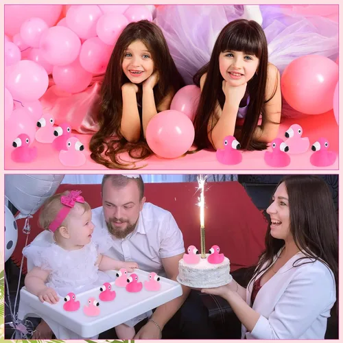 Vista 6 de Jerify 48 piezas de pato de goma flamenco a granel rosa para niños, patos flotantes de verano para playa, patos de goma para baby shower, regalos