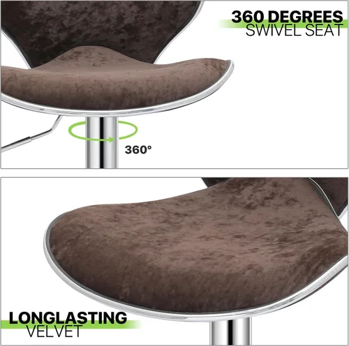 Vista 7 de Magshion Juego de 2 modernos taburetes de bar tapizados de terciopelo, taburetes de bar giratorios de altura ajustable para mostrador de cocina