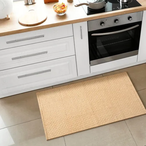 Vista 5 de Lightnpro - Alfombra trenzada de yute tejida a mano de 2 x 3 pies, tejido liso, color natural, alfombras bohemias reversibles para cocina, sala