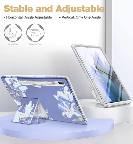 Vista 4 de SURITCH Funda para Samsung Galaxy Tab S7 FE para Tablet S7+ Plus, S8+ Plus, protector de pantalla integrado y soporte para bolígrafo S de cuerpo