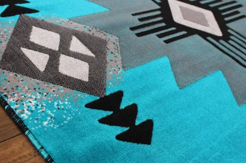Vista 8 de Masada Rugs, Southwest - Alfombra de diseño nativo americano (6 pies x 9 pies, turquesa)